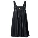 Black Pleated Vegan Leather Mini Dress Rv01