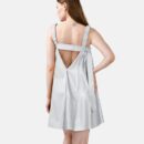 Silver Pleated Vegan Leather Mini Dress Rv04