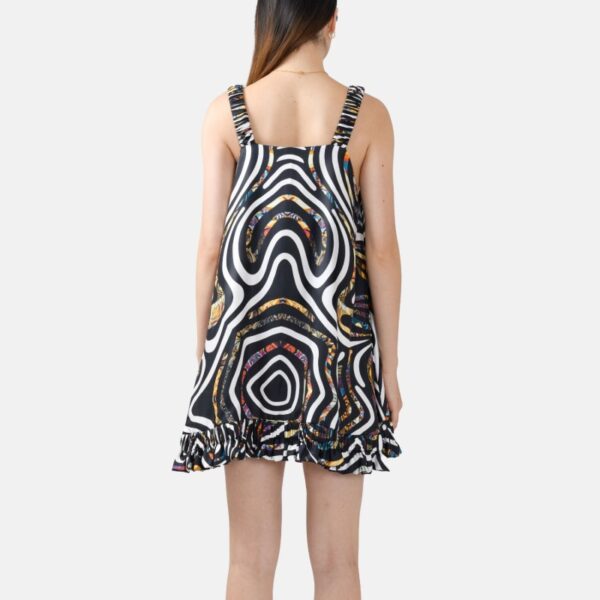 Black White Pure Silk Slip Mini Dress Rv02 - Image 3