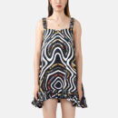 Black White Pure Silk Slip Mini Dress Rv02