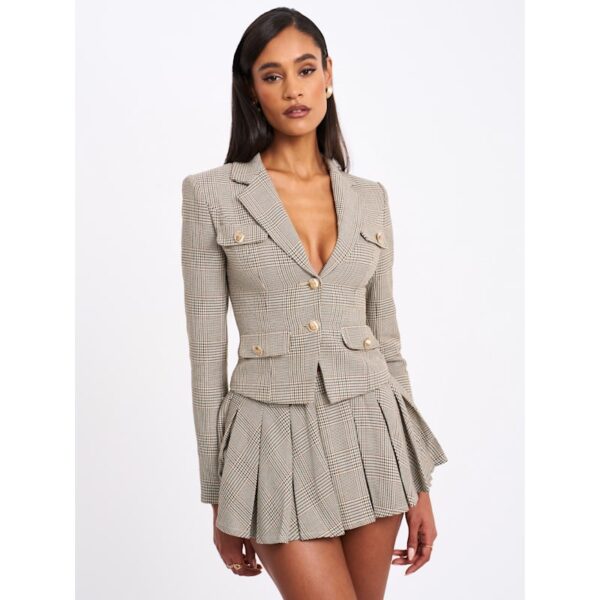 Oakley Brown Plaid Preppy Style Blazer Jacket Rv07 - Image 3
